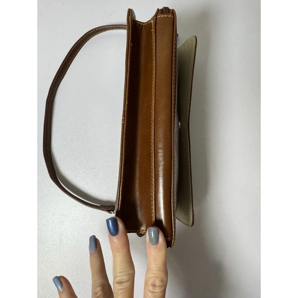 90's GIANI BERNINI‎ Genuine Leather Brown Shoulder Purse/Organizer